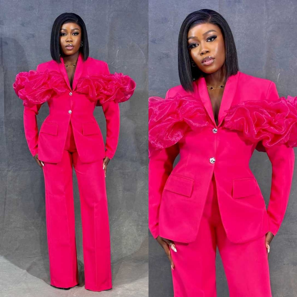 Women Formal Party Wear Dress - Customized Hot Pink Women Pants Suits