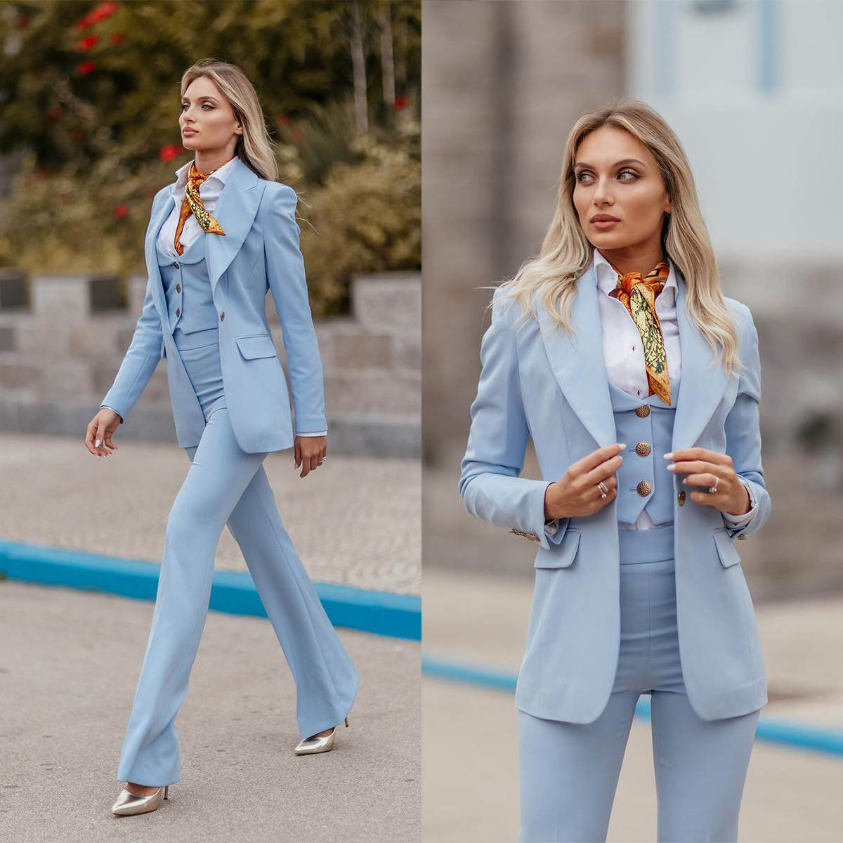 Women Formal Suits Sky Blue Pe - Women Formal Party Wear Dress ulasan dan harga