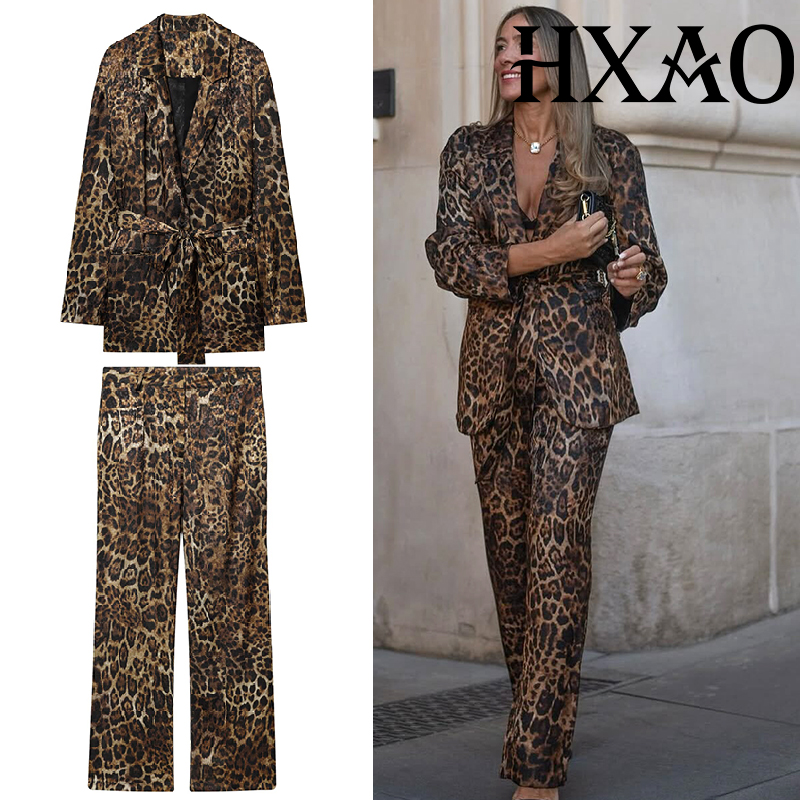 HXAO Leopard Pants Sets 2 Piec - Women'S Formal Wear Pants ulasan dan harga