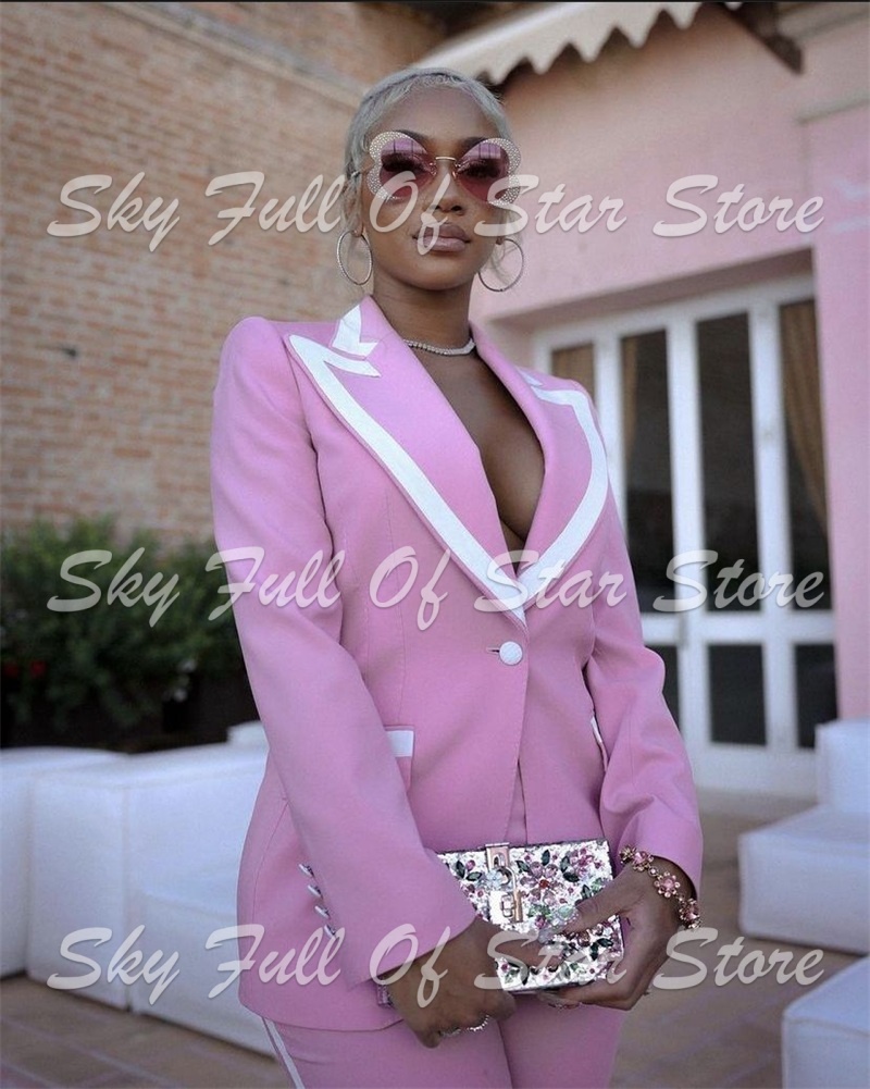Elegant Pink White Contrast Pi - Women Formal Party Wear Dress ulasan dan harga