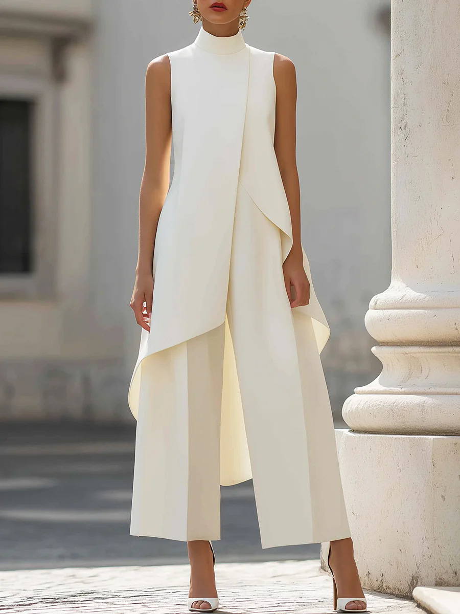 Women Stand Neck Sleeveless La - Women'S Formal Wear Pants ulasan dan harga