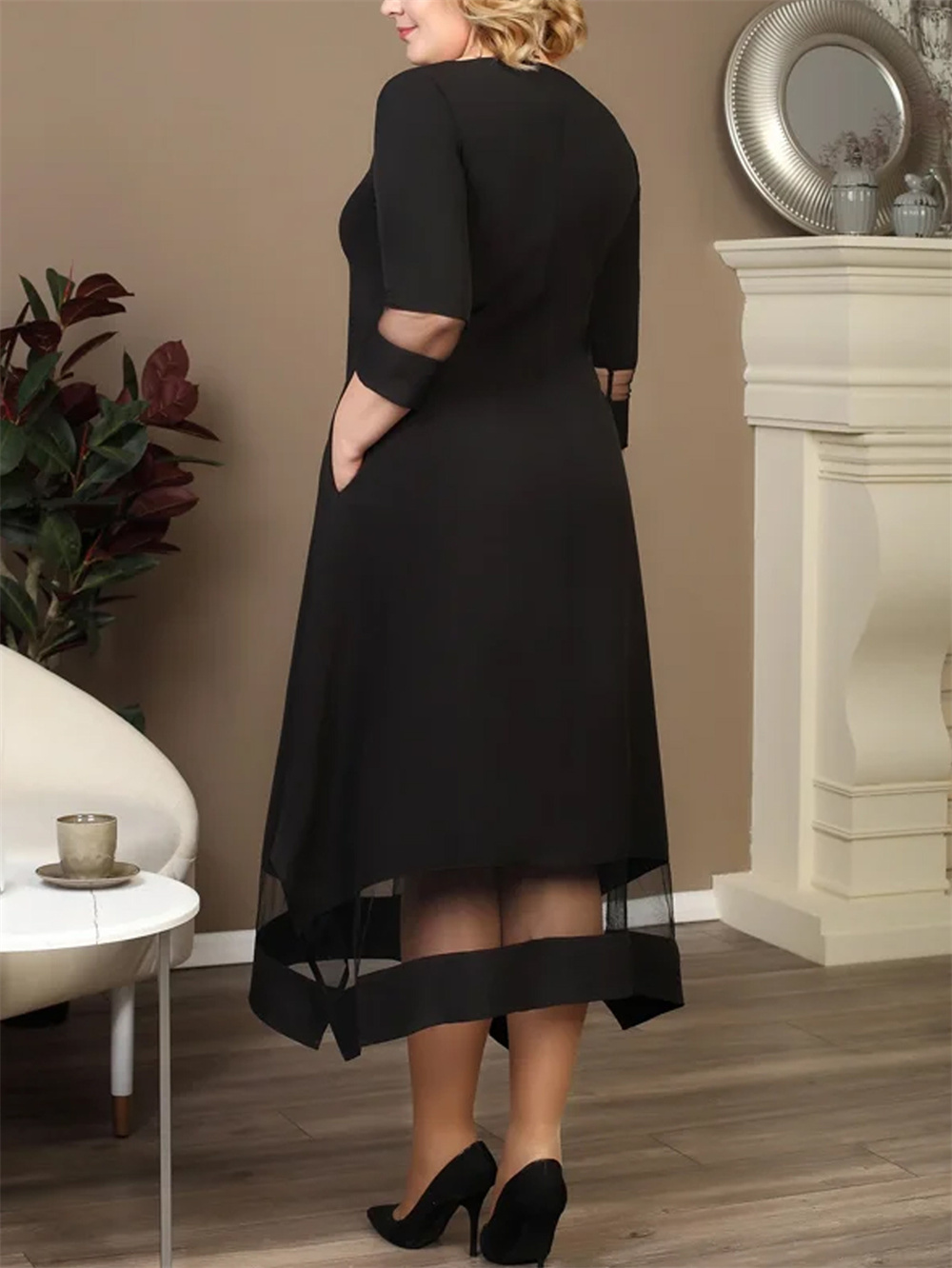 GIBSIE Plus Size Black Contras - Women Formal Office Wear Tops ulasan dan harga