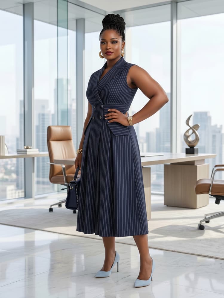 Plus Size Lapel Sleeveless Dou - Women Formal Office Wear Tops ulasan dan harga