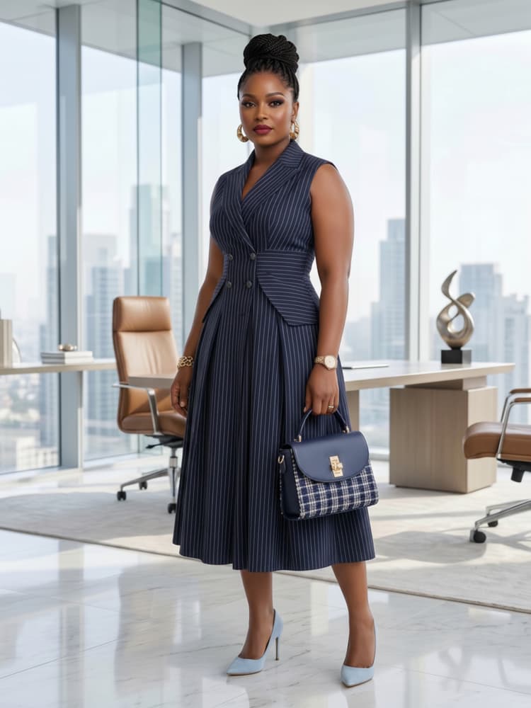 Plus Size Lapel Sleeveless Dou - Women Formal Office Wear Tops ulasan dan harga