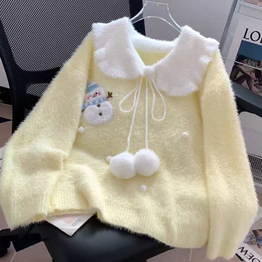 Cute Preppy Style Sweet Faux M - Cashmere Sweater Formal ulasan dan harga