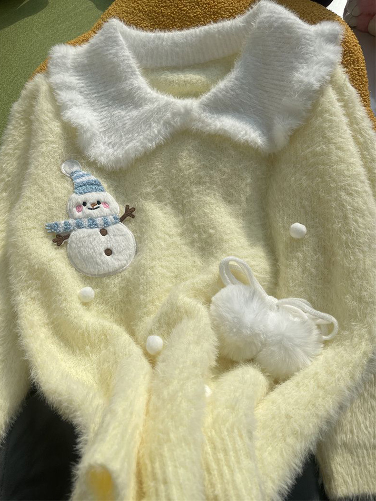 Cute Preppy Style Sweet Faux M - Cashmere Sweater Formal ulasan dan harga