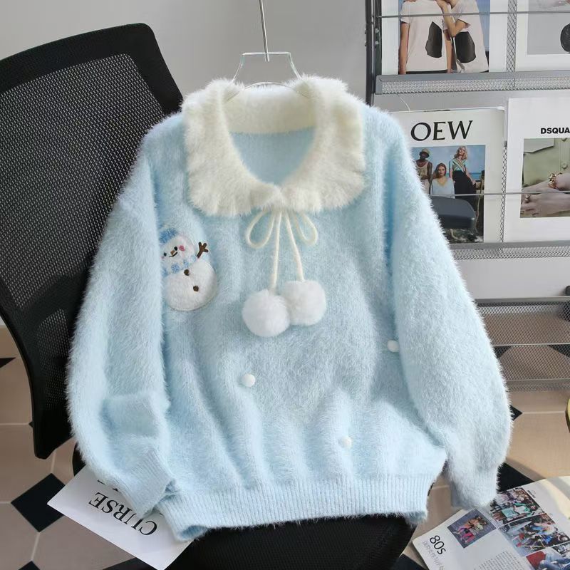 Cute Preppy Style Sweet Faux M - Cashmere Sweater Formal ulasan dan harga