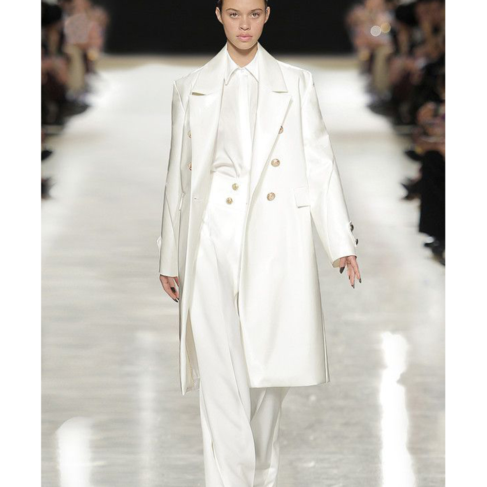 Luxurious Satin White Women's  - Trench Coat Formal ulasan dan harga