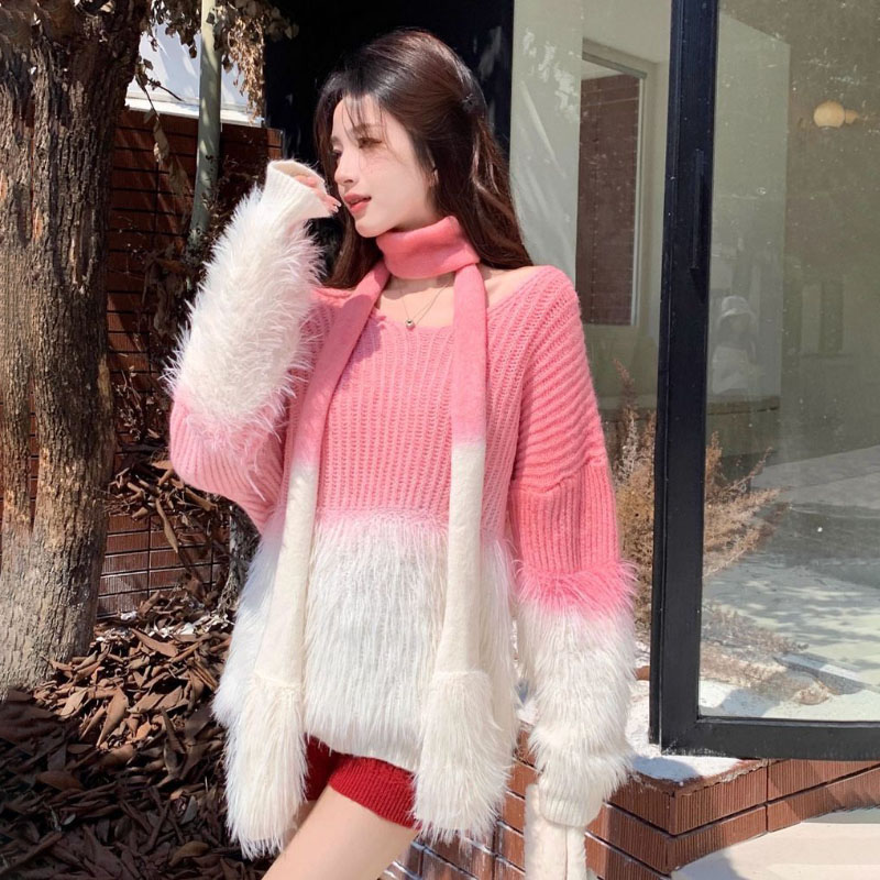 Women's Gradient V-Neck Sweate - Cashmere Sweater Formal ulasan dan harga