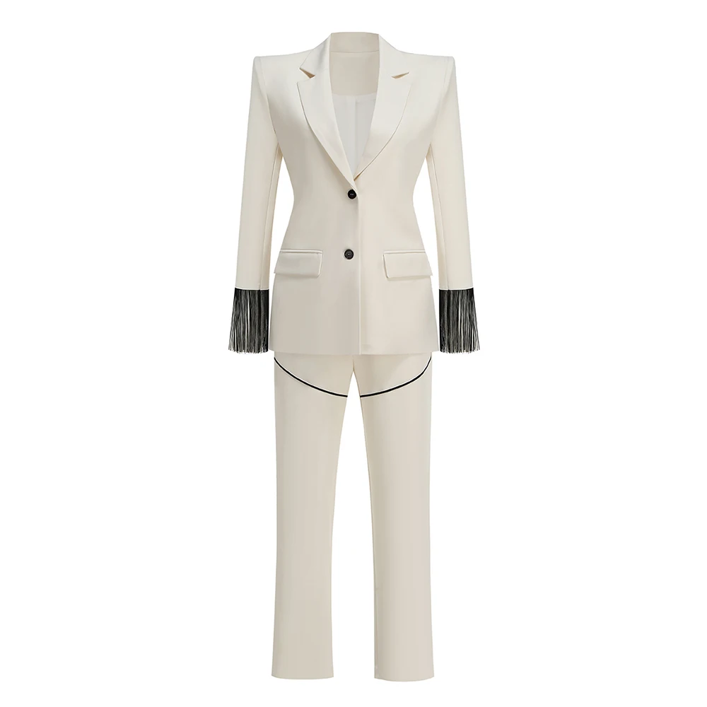 Fashion White Two Piece Sets L - Women Formal Wear Without Blazer ulasan dan harga