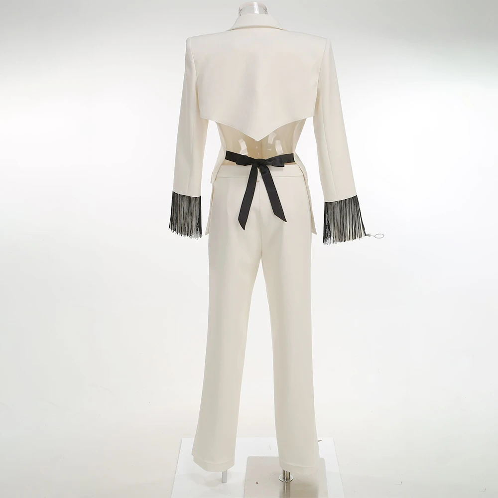 Fashion White Two Piece Sets L - Women Formal Wear Without Blazer ulasan dan harga