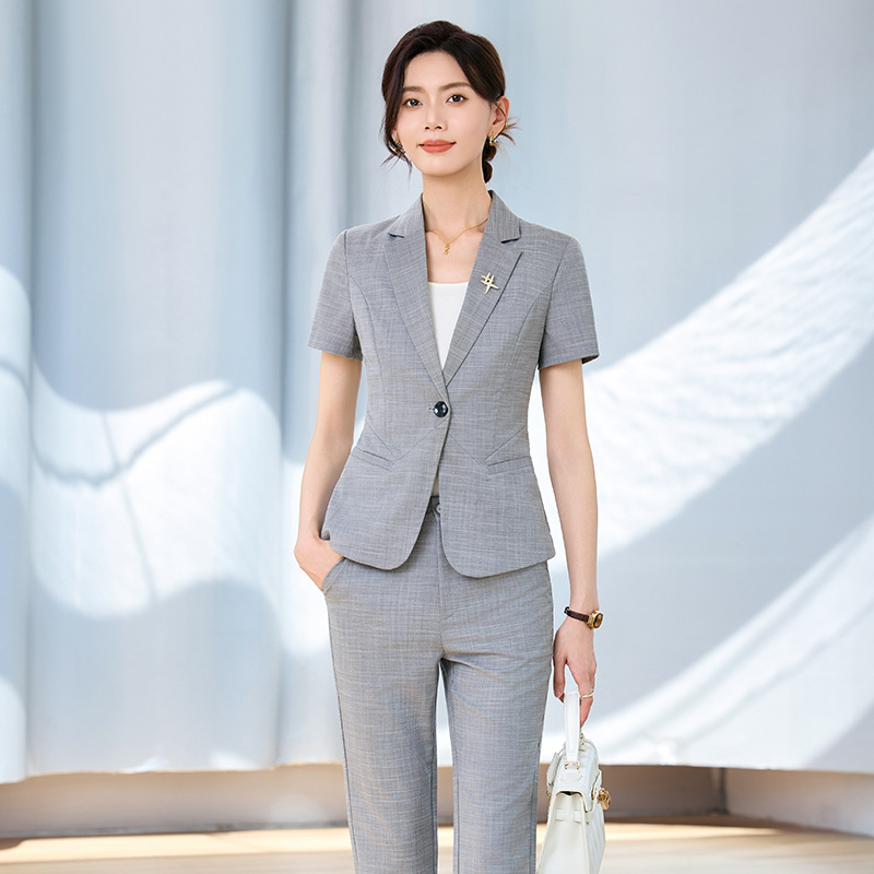 Women's short-sleeved suit set - Women Formal Wear For Interview ulasan dan harga