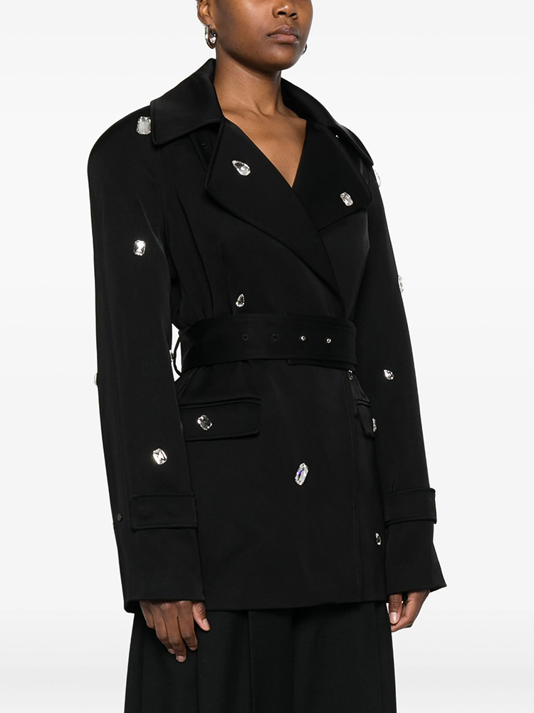 Black Double-Breasted Trench C - Trench Coat Formal ulasan dan harga