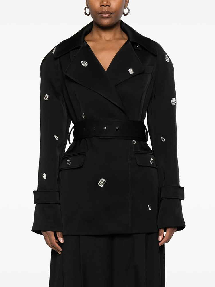 Black Double-Breasted Trench C - Trench Coat Formal ulasan dan harga