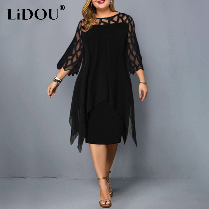 New Elegant Lace Mesh Plus Siz - Women Formal Office Wear Tops ulasan dan harga