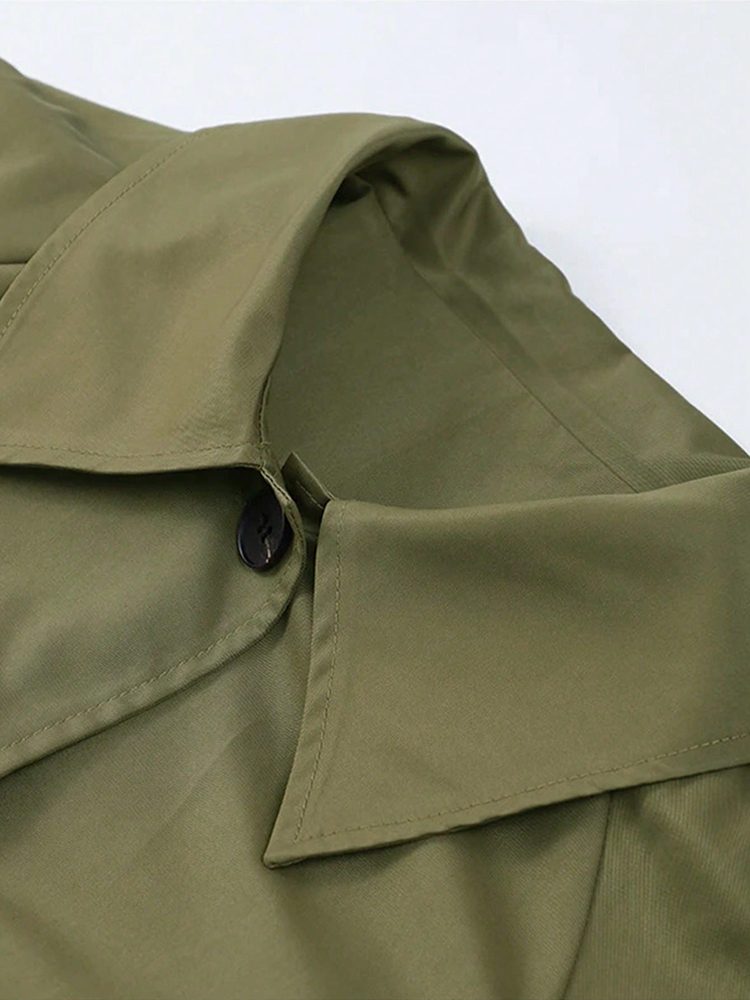 New In Plaid Lining Solid Tren - Trench Coat Formal ulasan dan harga