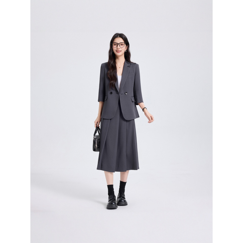 Navy Blue Women's Suit Set for - Women Formal Wear For Interview ulasan dan harga