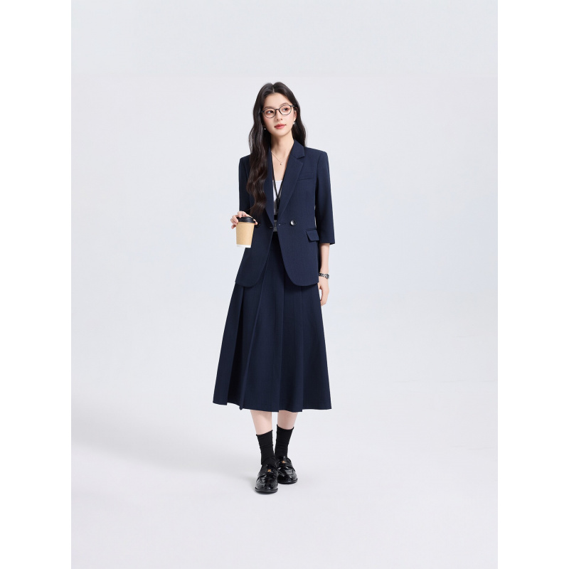 Navy Blue Women's Suit Set for - Women Formal Wear For Interview ulasan dan harga