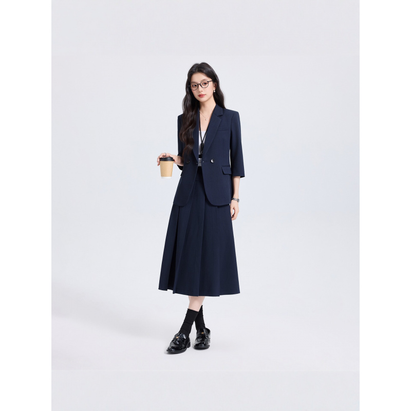 Navy Blue Women's Suit Set for - Women Formal Wear For Interview ulasan dan harga