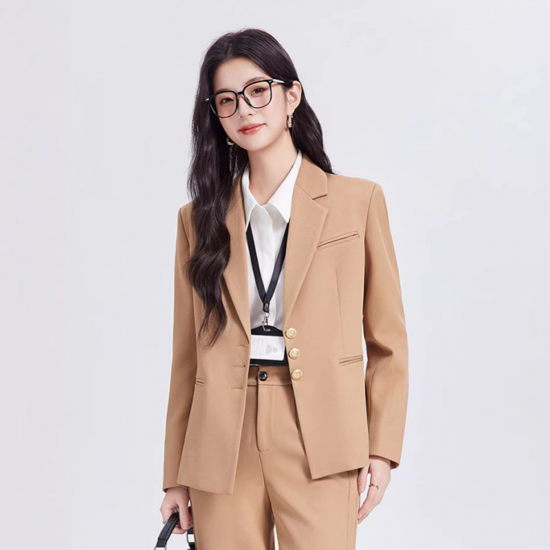 Khaki women's suit set, high-e - Women Formal Wear For Interview ulasan dan harga
