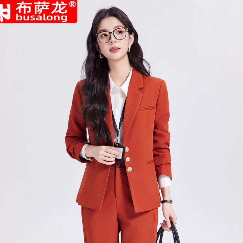 Khaki women's suit set, high-e - Women Formal Wear For Interview ulasan dan harga