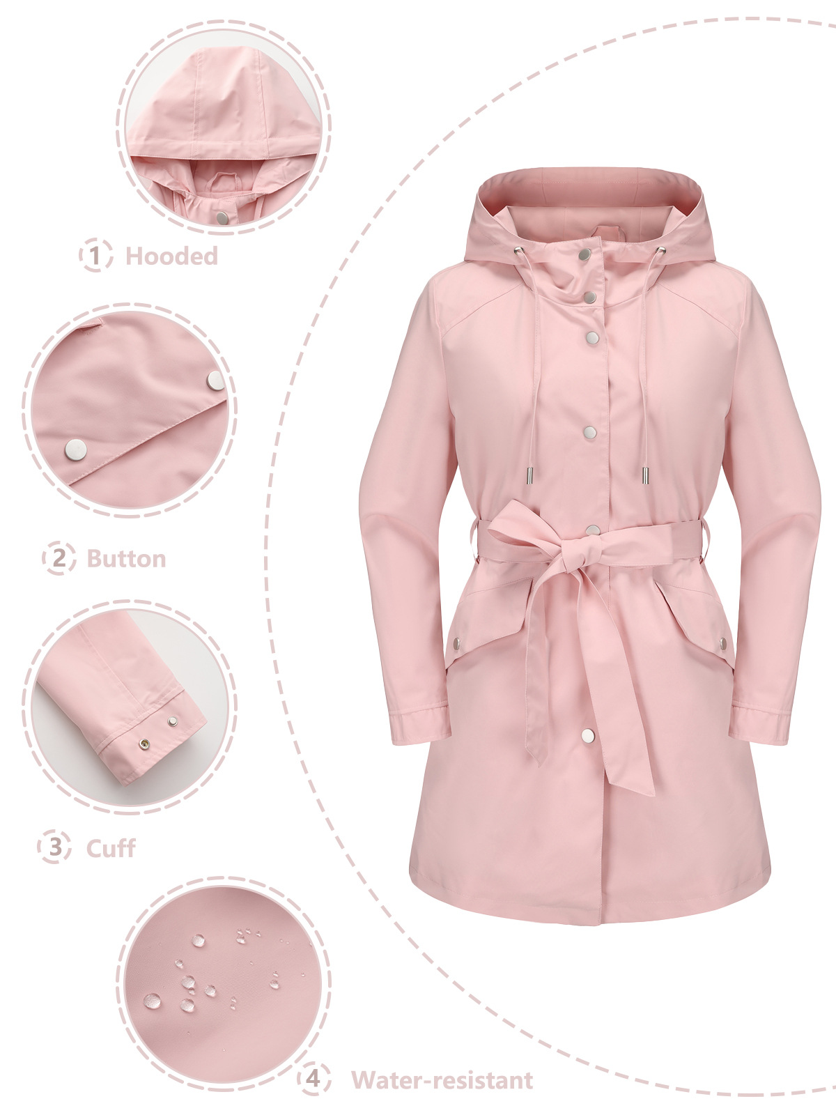 Spring Autumn New Hooded Water - Trench Coat Formal ulasan dan harga