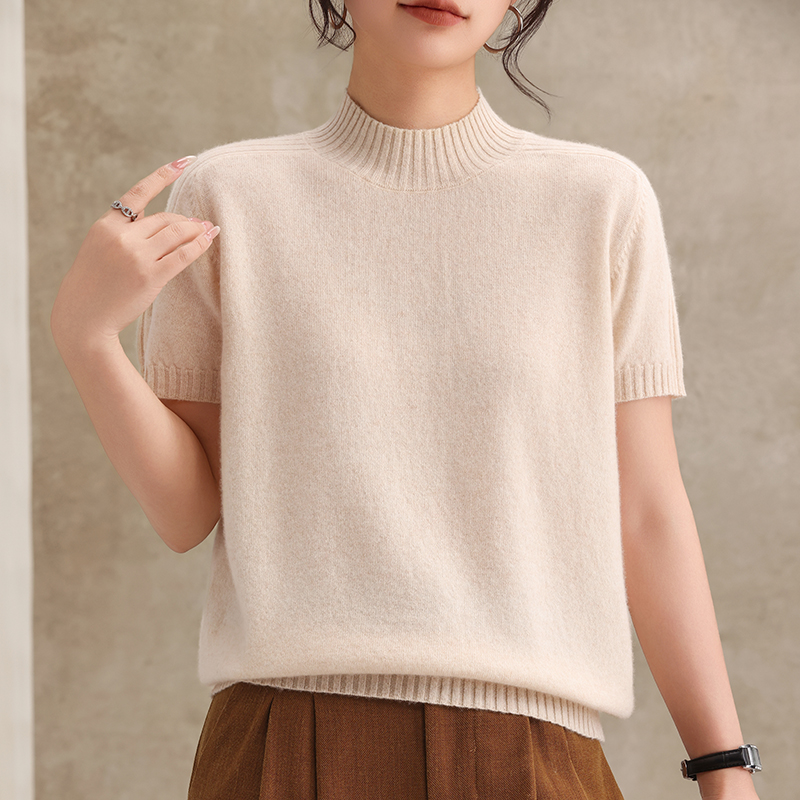 Cashmere Blend Knitted Short S - Cashmere Sweater Formal ulasan dan harga
